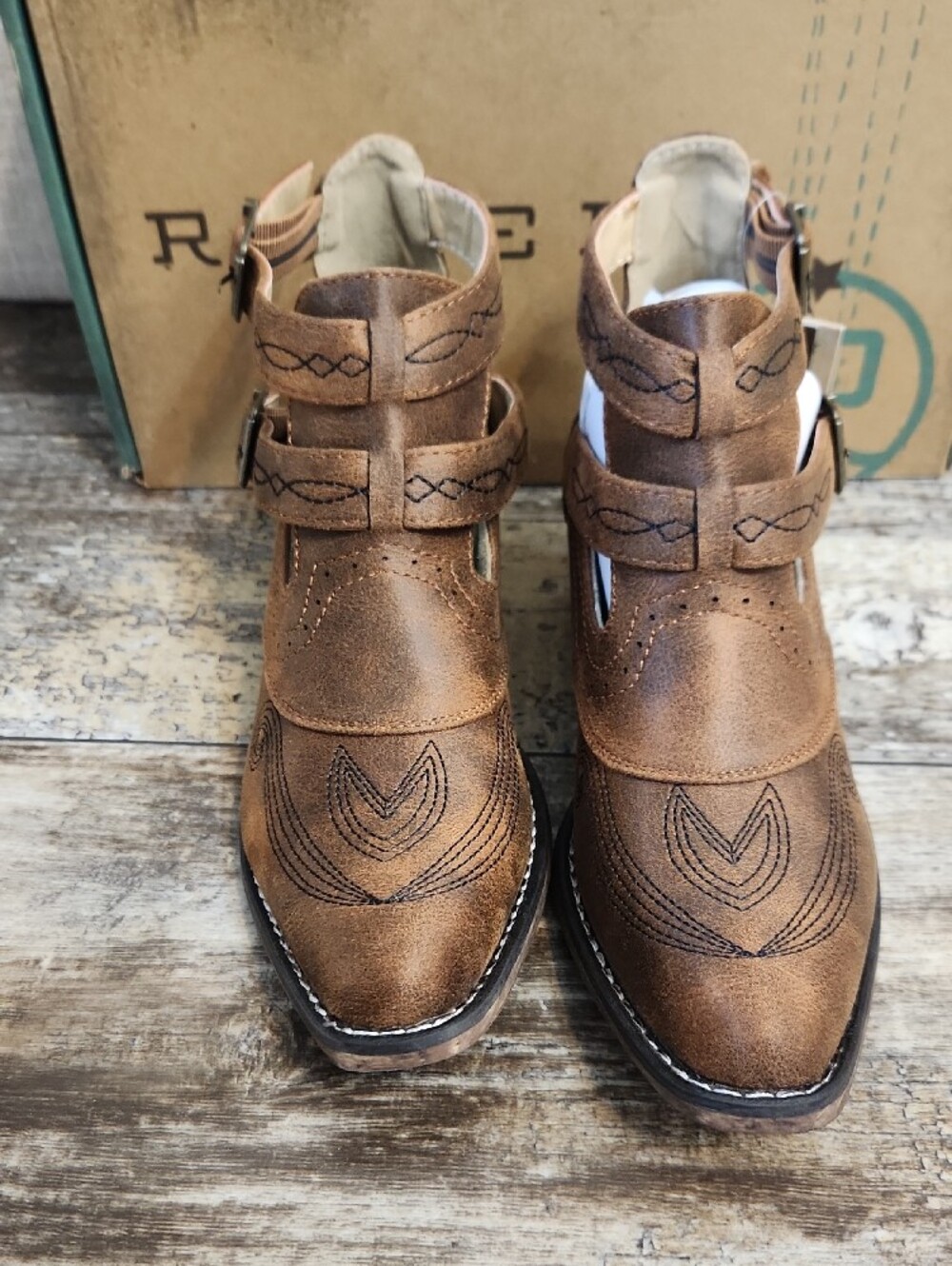 Roper Willa- Tan Brown Cutout Buckle Ankle Boots - Picture 2 of 6